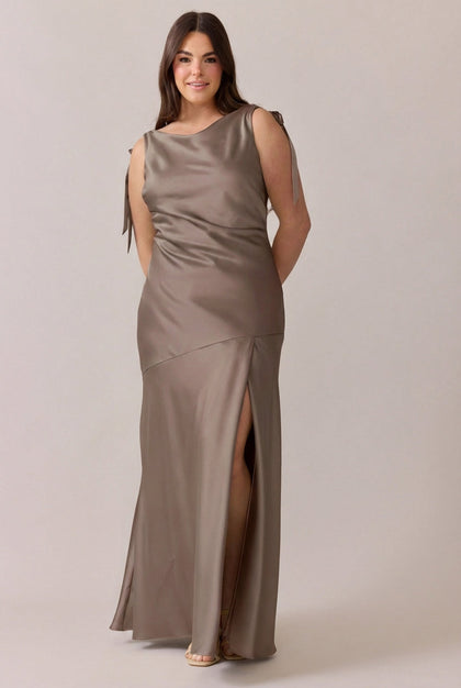 Aaliyah Satin Dress | Made To Order | Truffle