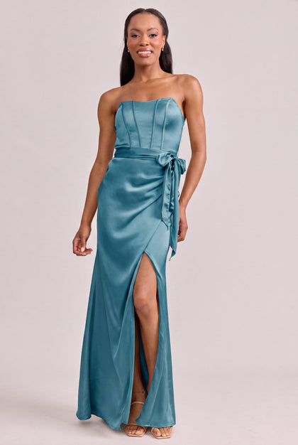 Aaliyah Satin Dress | Made To Order | Turquoise