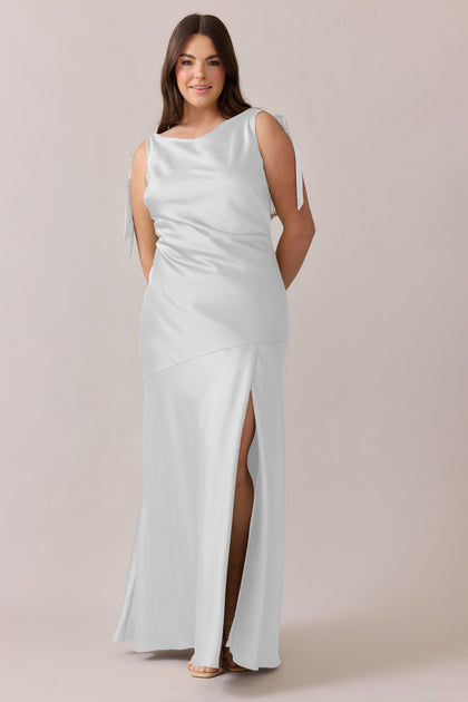 Aaliyah Satin Dress | Made To Order | White Pearl