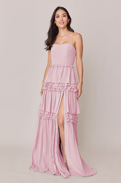 Adeline Chiffon Dress | Made To Order | Blush Pink