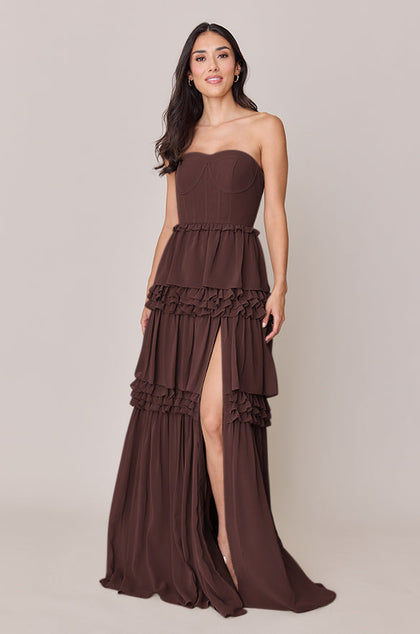 Adeline Chiffon Dress | Made To Order | Mahogany