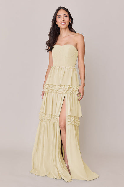 Adeline Chiffon Dress | Made To Order | Yellow