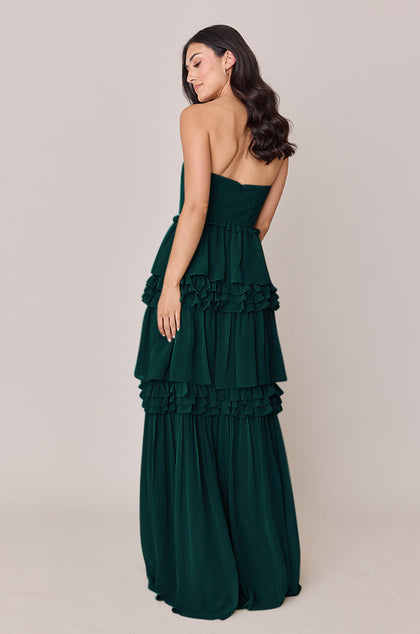 Adeline Chiffon Dress | Made To Order | Emerald