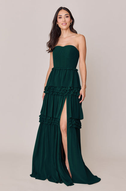 Adeline Chiffon Dress | Made To Order | Emerald