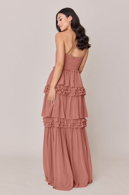 Adeline Chiffon Dress | Made To Order | Desert Rose