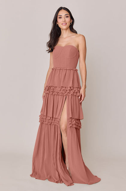 Adeline Chiffon Dress | Made To Order | Desert Rose