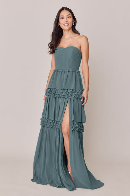 Adeline Chiffon Dress | Made To Order | Eucalyptus
