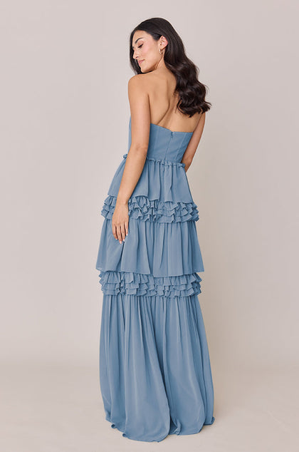 Adeline Chiffon Dress | Made To Order | French Blue
