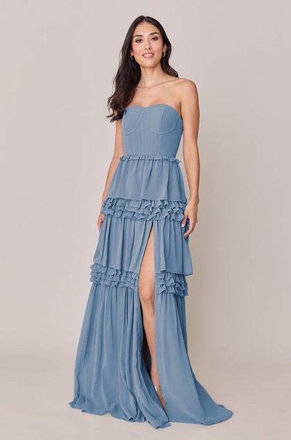 Adeline Chiffon Dress | Made To Order | French Blue