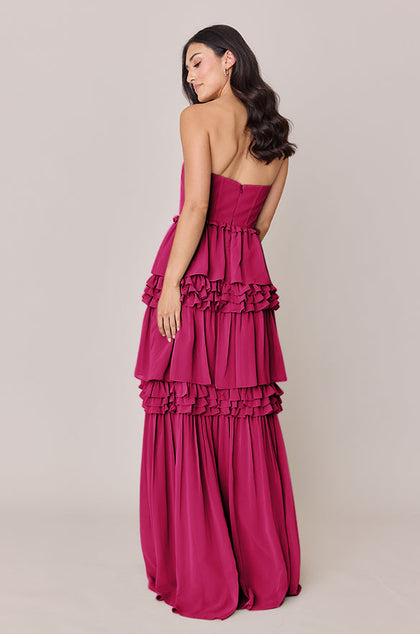 Adeline Chiffon Dress | Made To Order | Hot Pink