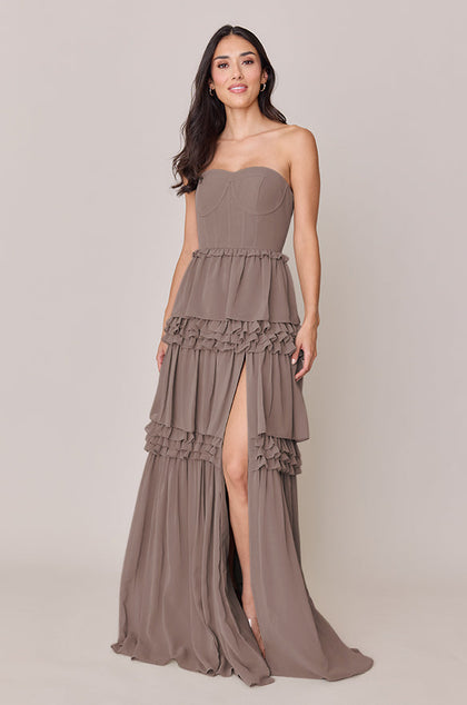 Adeline Chiffon Dress | Made To Order | Latte
