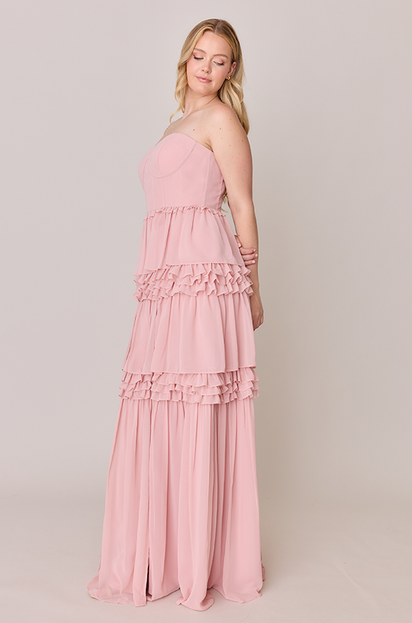 revelry abigail chiffon dress NWT Revelry Abigail Chiffon Dress Champagne Bridesmaids Dress