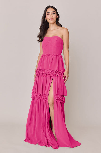 Adeline Chiffon Dress | Made To Order | Malibu Pink