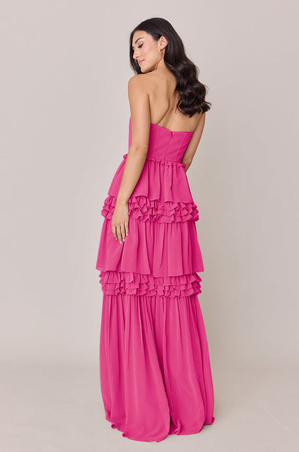 Adeline Chiffon Dress | Made To Order | Malibu Pink