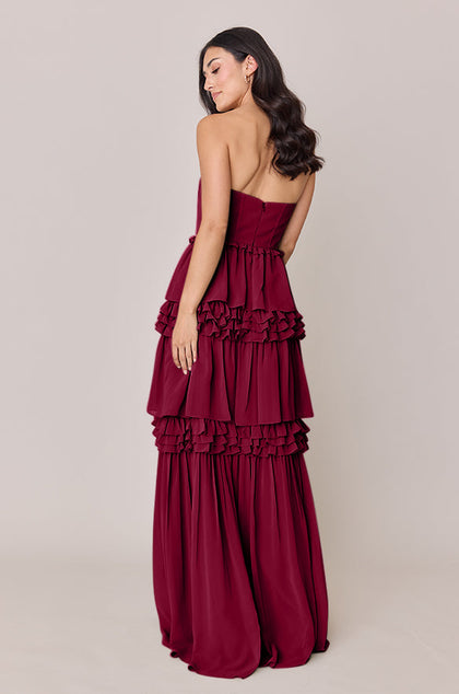 Adeline Chiffon Dress | Made To Order | Marsala