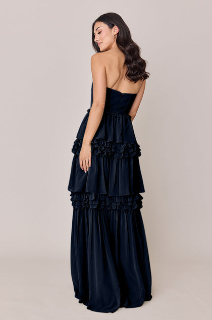 Adeline Chiffon Dress | Made To Order | Navy Blue
