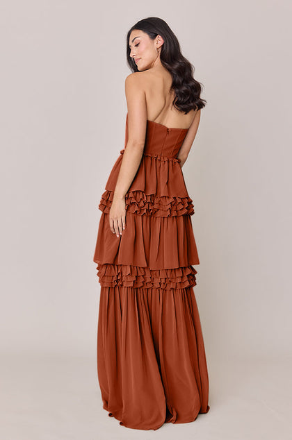 Adeline Chiffon Dress | Made To Order | Rust