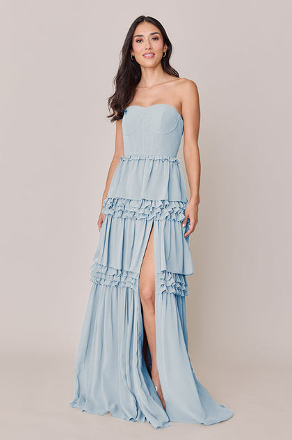 Adeline Chiffon Dress | Made To Order | Sky Blue