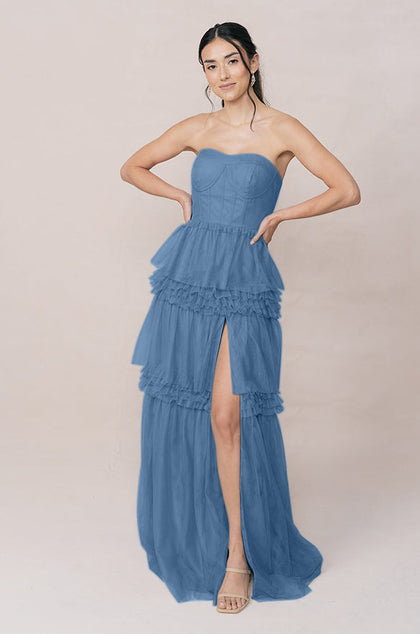 Adeline Tulle Dress | Made To Order | Dusty Blue