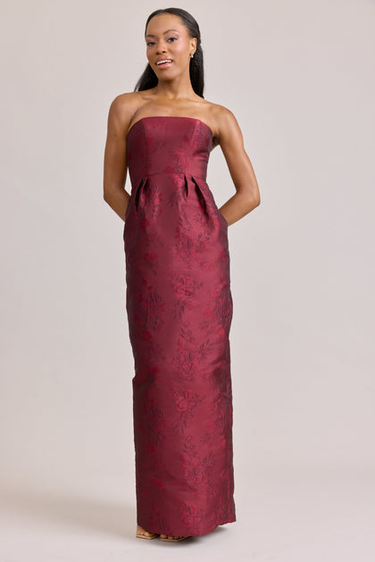Adrienne Jacquard Dress | Made To Order | Cabernet