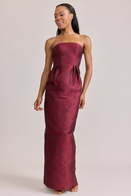 Adrienne Jacquard Dress | Made To Order | Cabernet