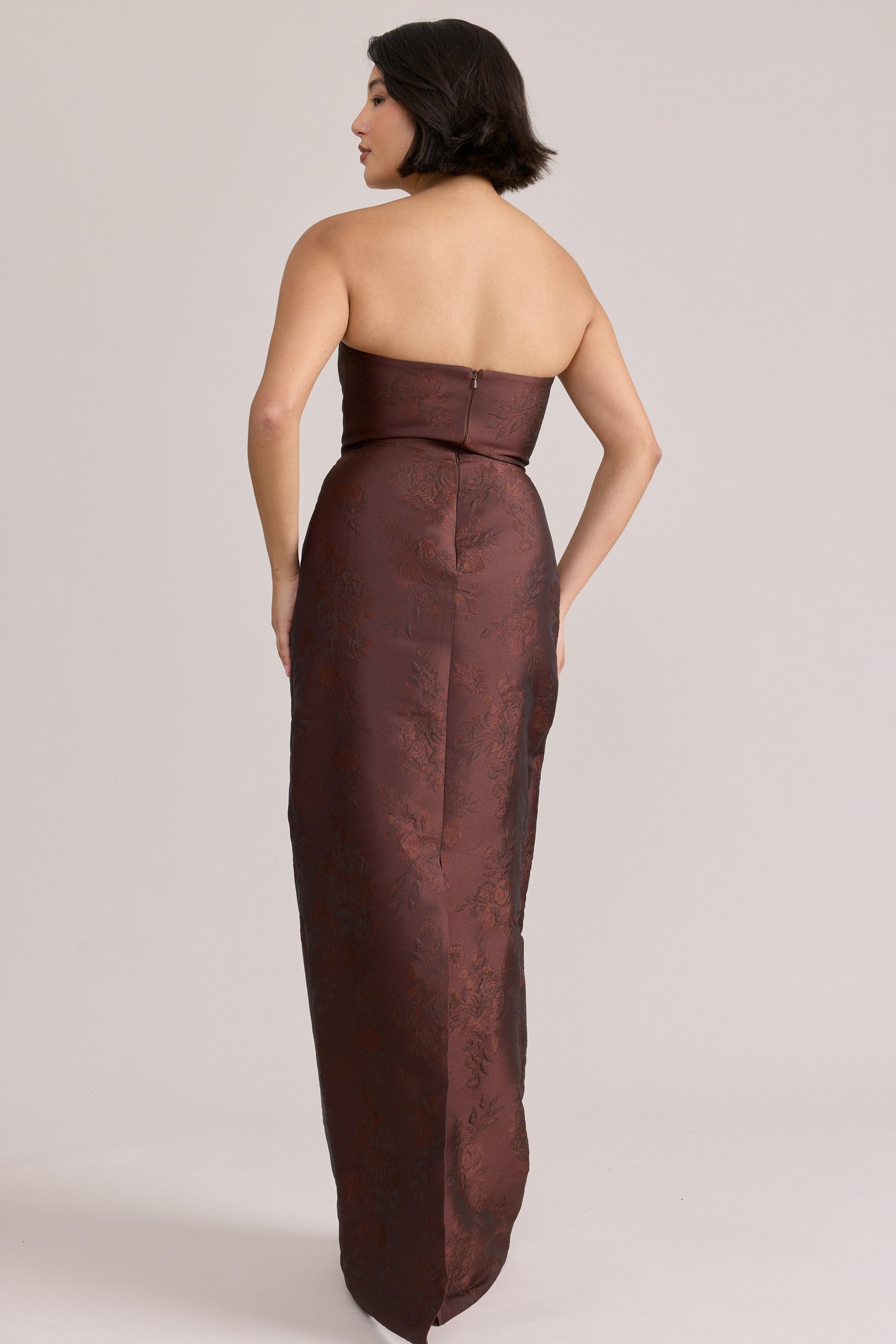 brown jacquard dress Adrienne Jacquard Dress