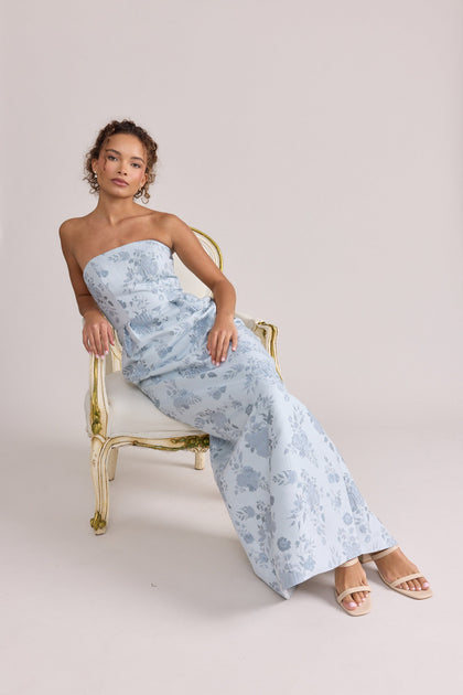 Adrienne Jacquard Dress | Made To Order | Sky Blue