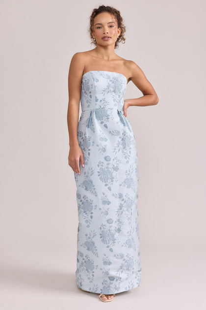 Adrienne Jacquard Dress | Made To Order | Sky Blue