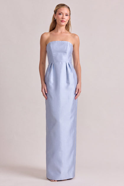 Adrienne Luxe Sateen Dress | Blue Mist
