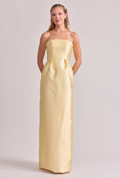 Adrienne Mikado Dress | Butter Yellow