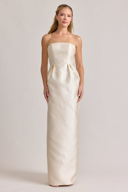 Adrienne Mikado Dress | Champagne