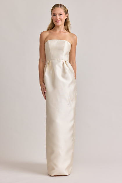 Adrienne Mikado Dress | Champagne