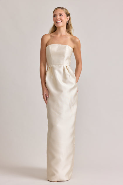 Adrienne Mikado Dress | Champagne