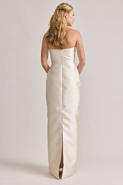 Adrienne Mikado Dress | Champagne