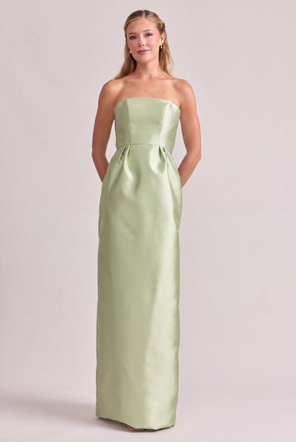 Adrienne Mikado Dress | Matcha