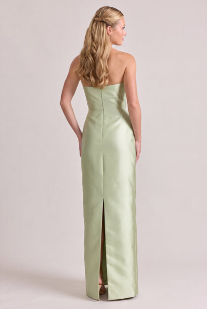 Adrienne Mikado Dress | Matcha