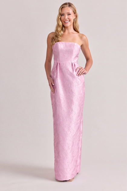 Adrienne Tonal Jacquard Dress | Baby Pink