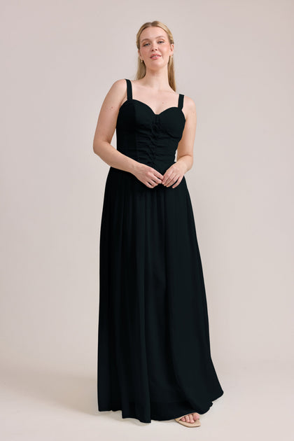 Alena Chiffon Dress | Made To Order | Black