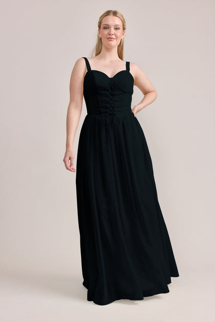 Alena Chiffon Dress | Made To Order | Black