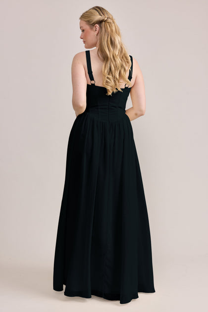 Alena Chiffon Dress | Made To Order | Black