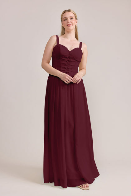 Alena Chiffon Dress | Made To Order | Cabernet