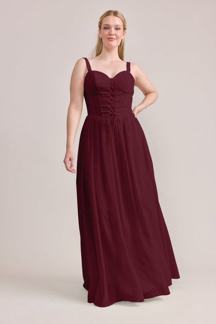 Alena Chiffon Dress | Made To Order | Cabernet
