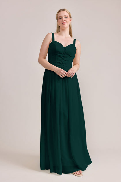 Alena Chiffon Dress | Made To Order | Emerald