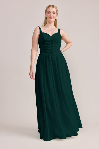 Alena Chiffon Dress | Made To Order | Emerald