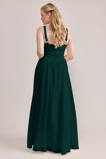 Alena Chiffon Dress | Made To Order | Emerald