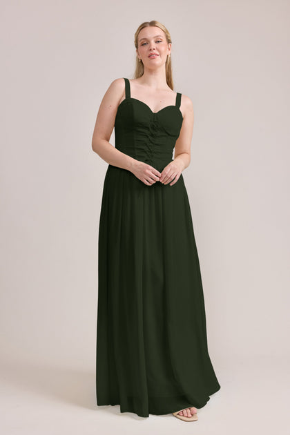 Alena Chiffon Dress | Made To Order | Deep Olive