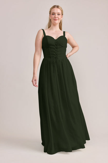 Alena Chiffon Dress | Made To Order | Deep Olive