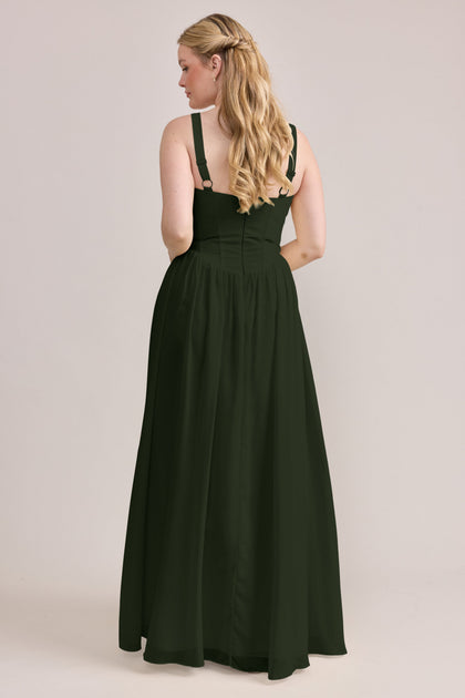 Alena Chiffon Dress | Made To Order | Deep Olive