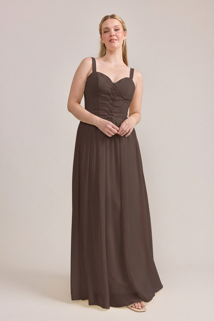 Alena Chiffon Dress | Made To Order | Espresso