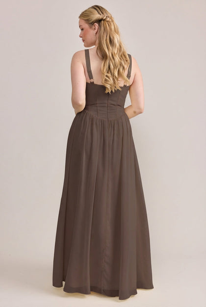 Alena Chiffon Dress | Made To Order | Espresso